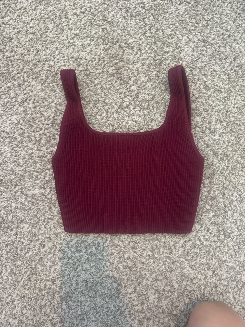 Babaton Ribbed Square-Neck Crop Tank - Burgundy